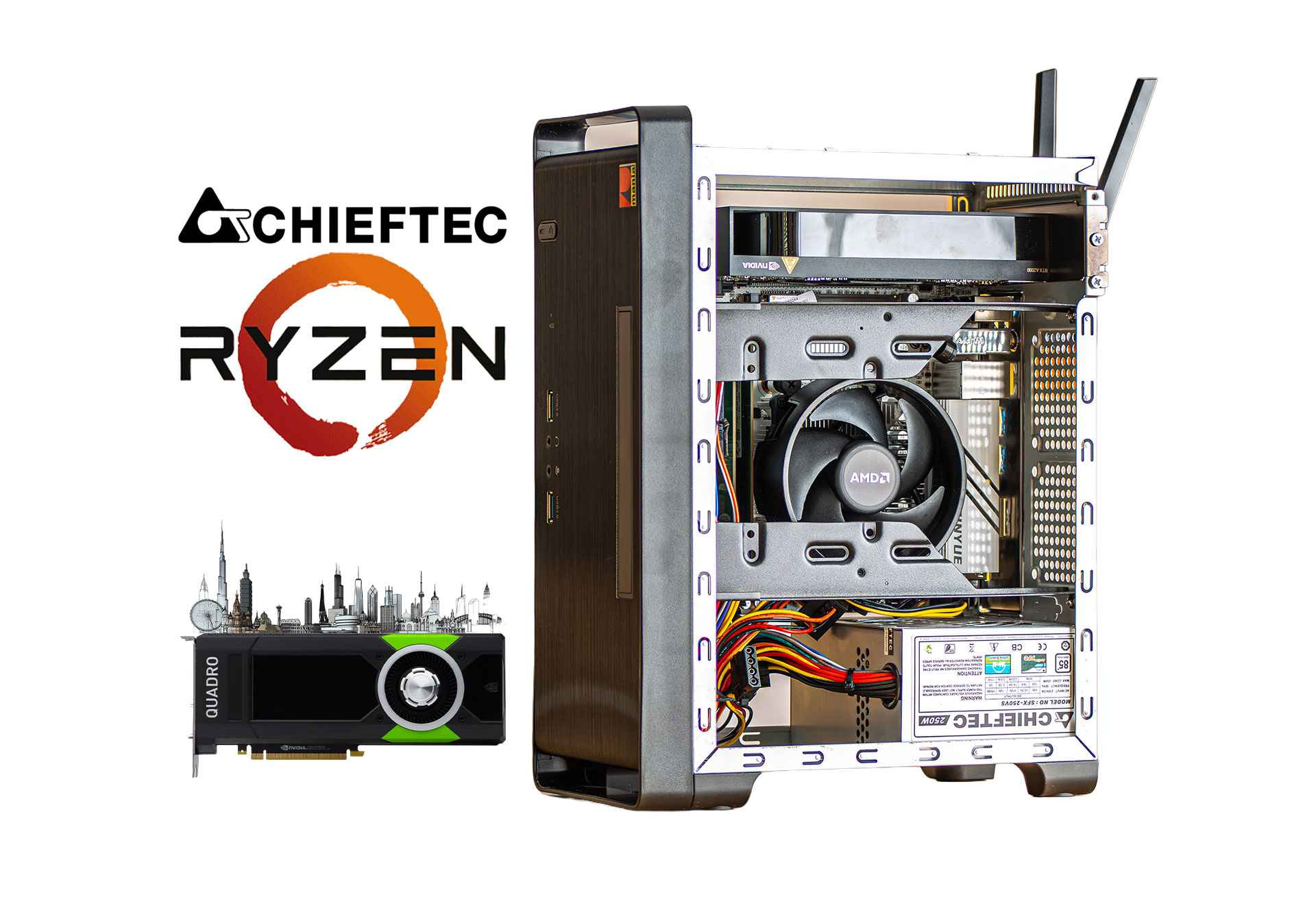 Chieftec ITX Ryzen 5 3400G 16GB RAM Quadro P600 WIFi