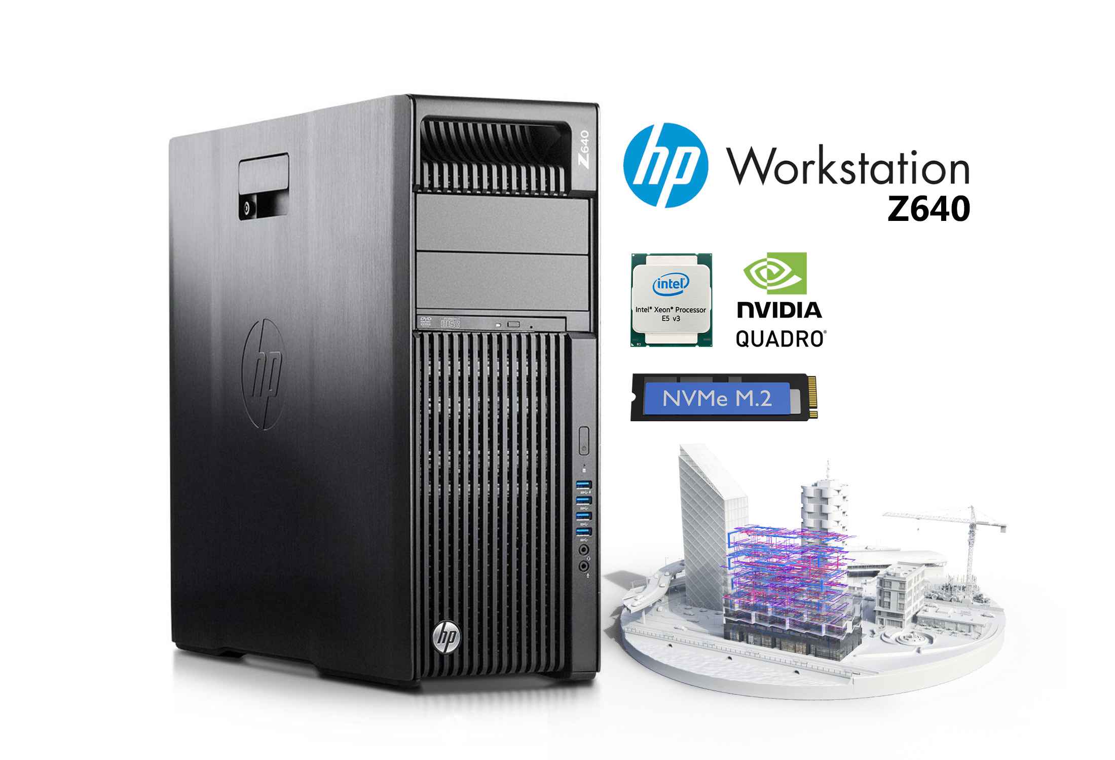 HP Z640 Workstation Xeon E5-2690v3 32GB RAM NVMe Quadro K2200