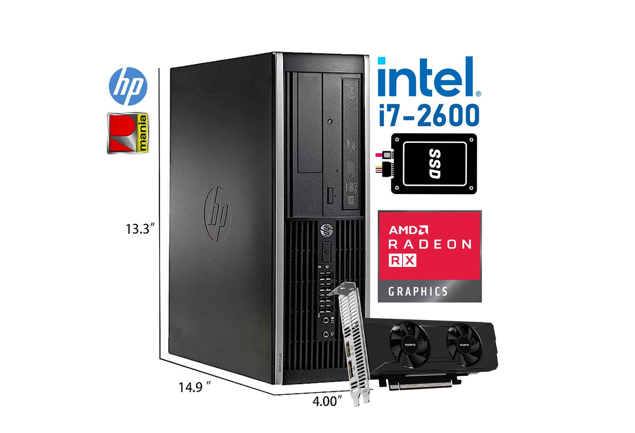 HP Elite 8200 SFF Intel Core i7-2600 New AMD RX 6400