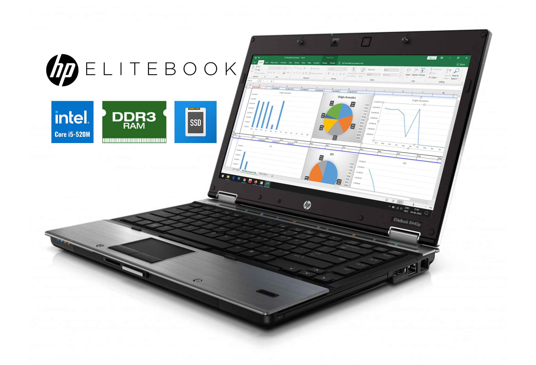 HP EliteBook 8440p core i5-520M DDR3 SSD 1600x900