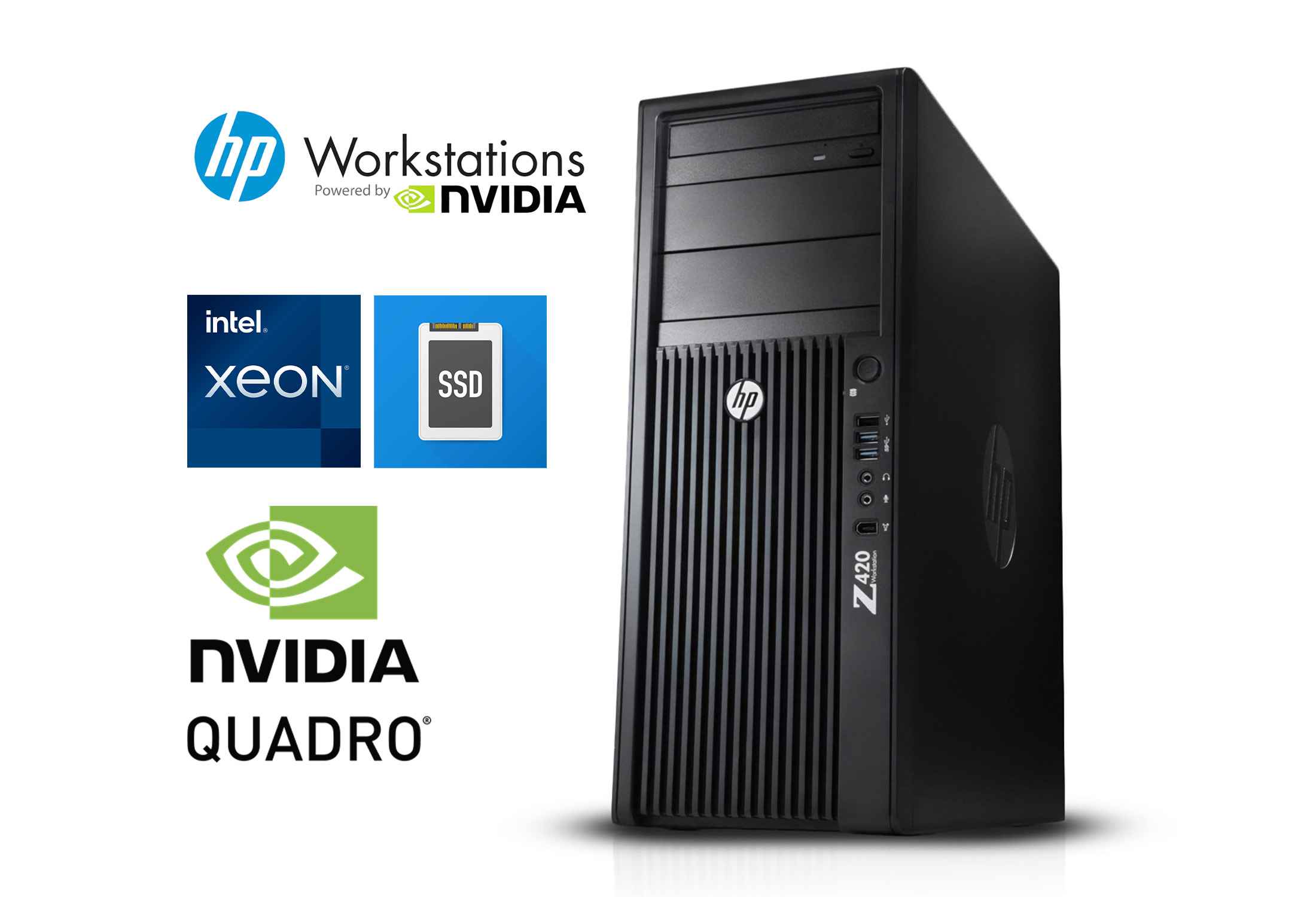 HP Z420 Workstation Xeon E5-1620 16GB RAM SSD Quadro 600