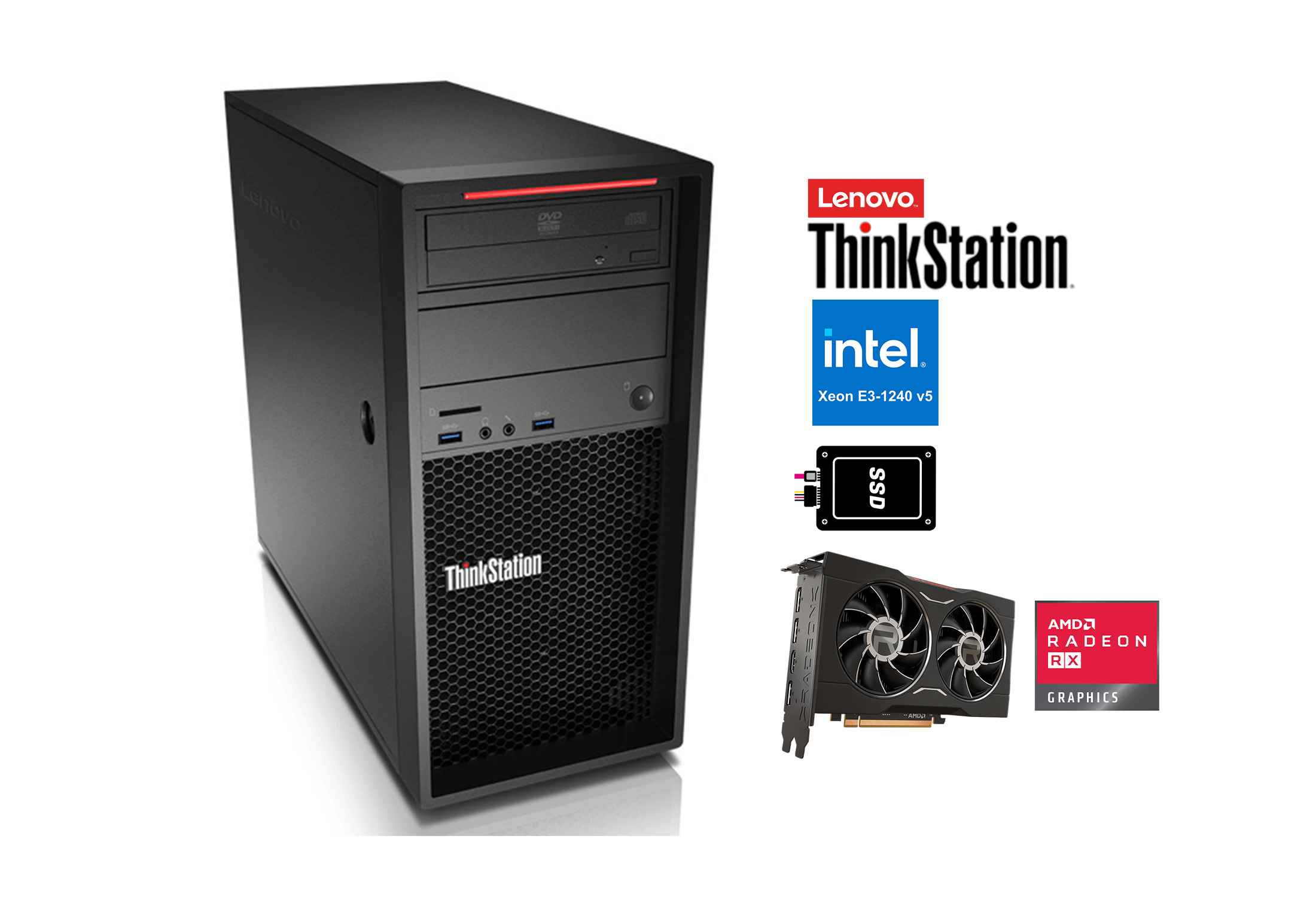 Lenovo Thinkstation P320 Xeon E3-1240v5 SSD Radeon RX 6400