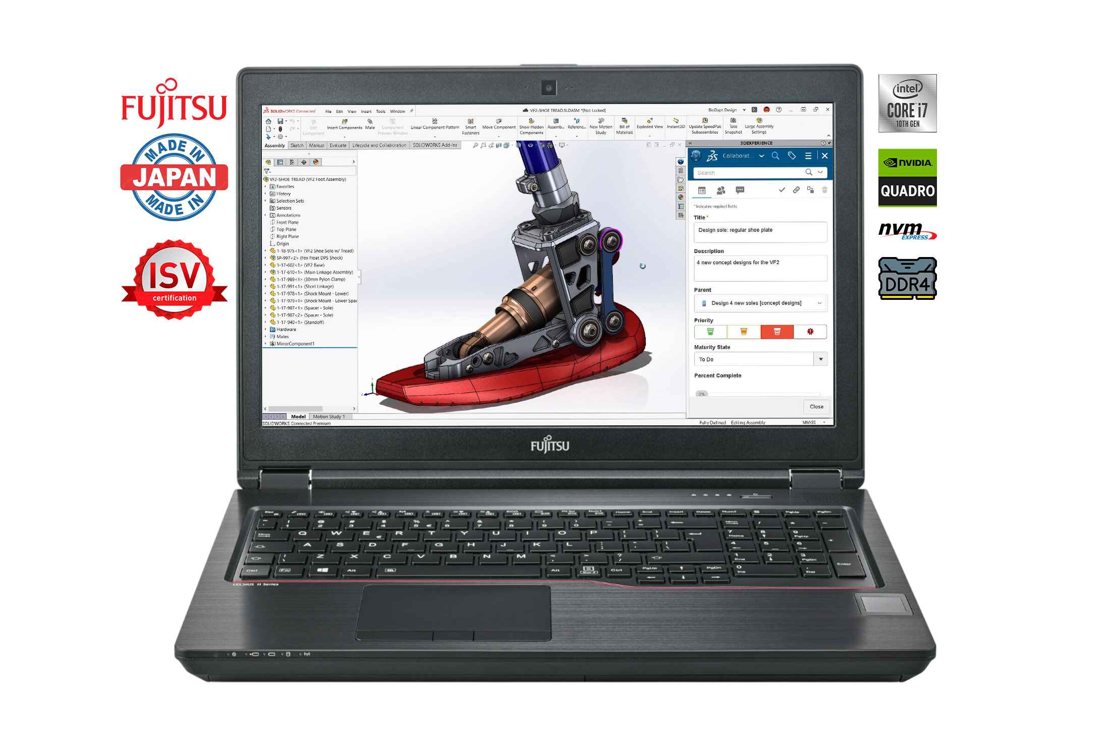 Fujitsu Celsius H7510 i9-10885H 1TB NVMe IPS Quadro RTX 3000 Camera