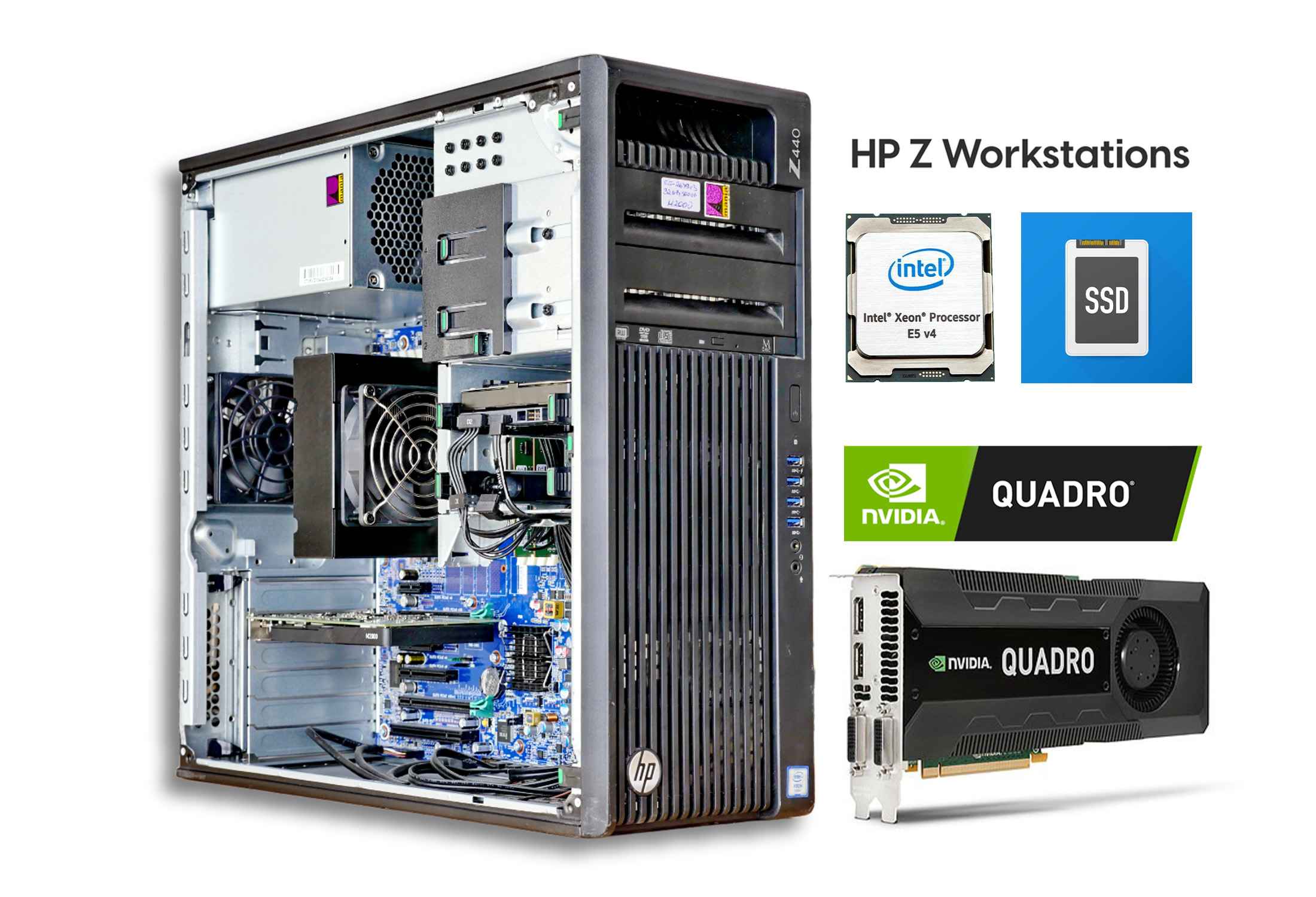HP Z440 Workstation 16-32 Core Xeon E5-2683v4 32GB NVMe Quadro P2000