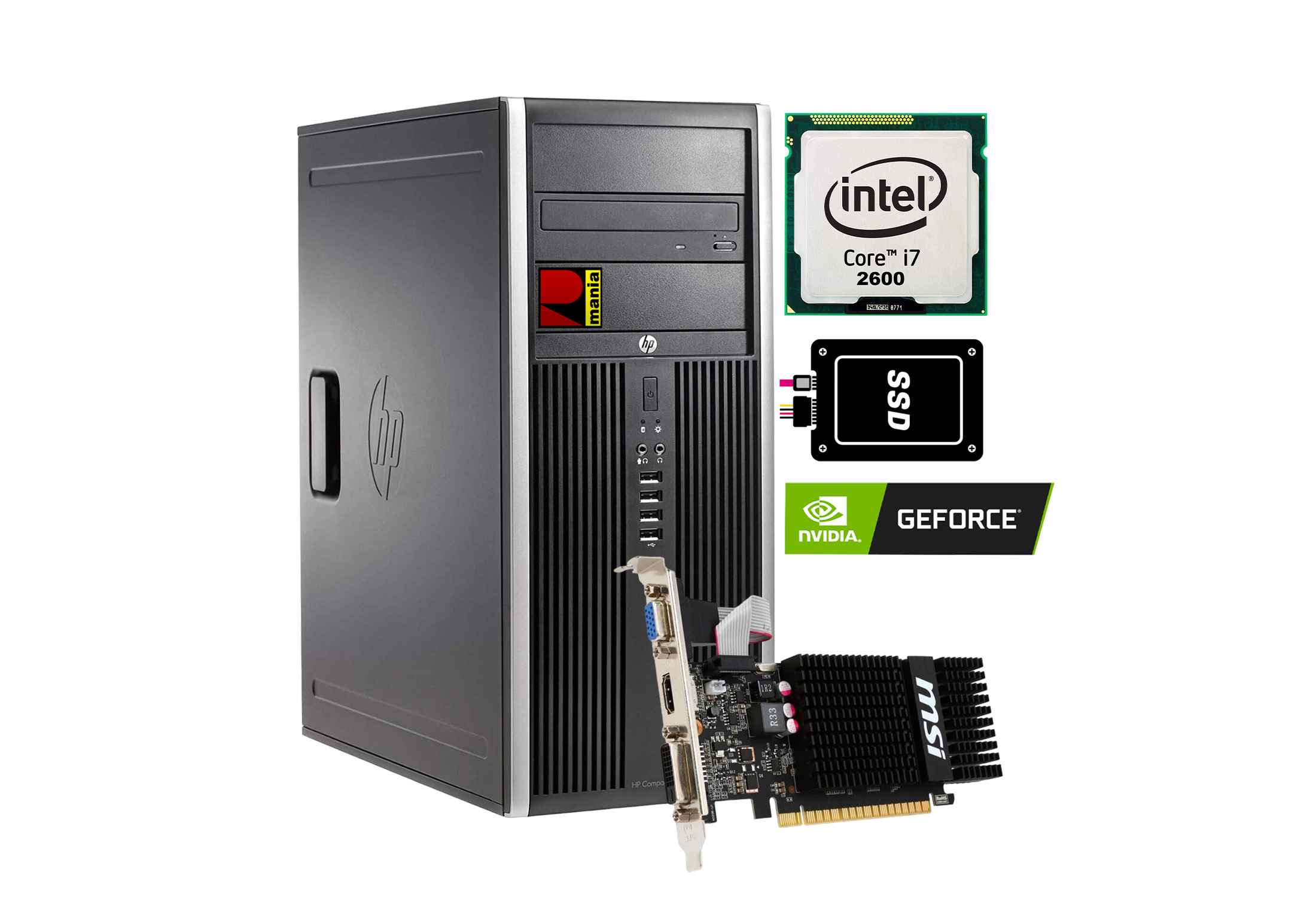 HP Elite 8200 core i7-2600 8GB RAM SSD GeForce GT720 2GB