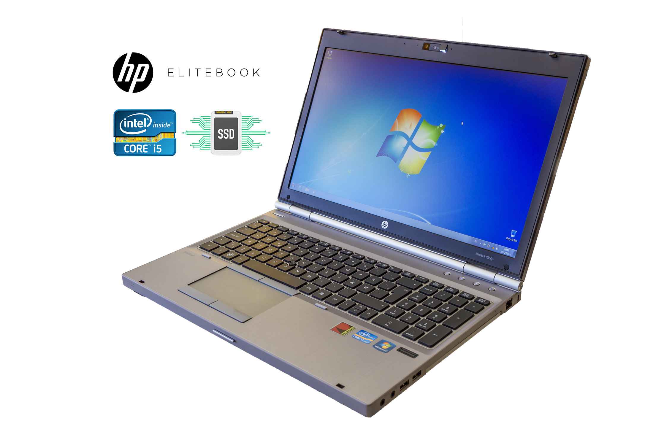 HP Elitebook 8560p i5-2520M 8GB RAM 256GB SSD 1600x900 Camera