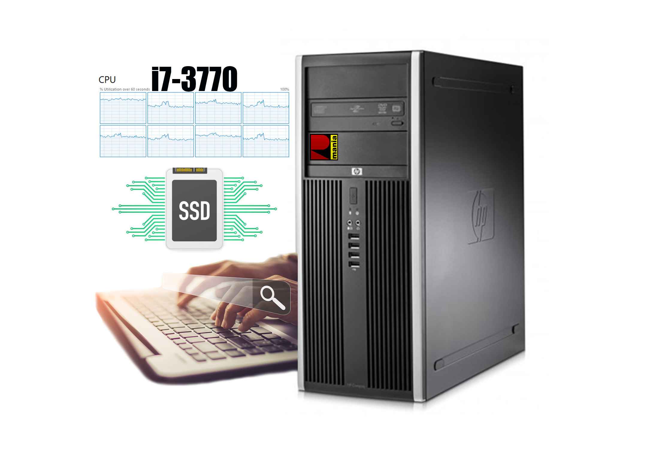 HP Elite 8300  i7-3770 12GB RAM SSD HDD GeForce GT720