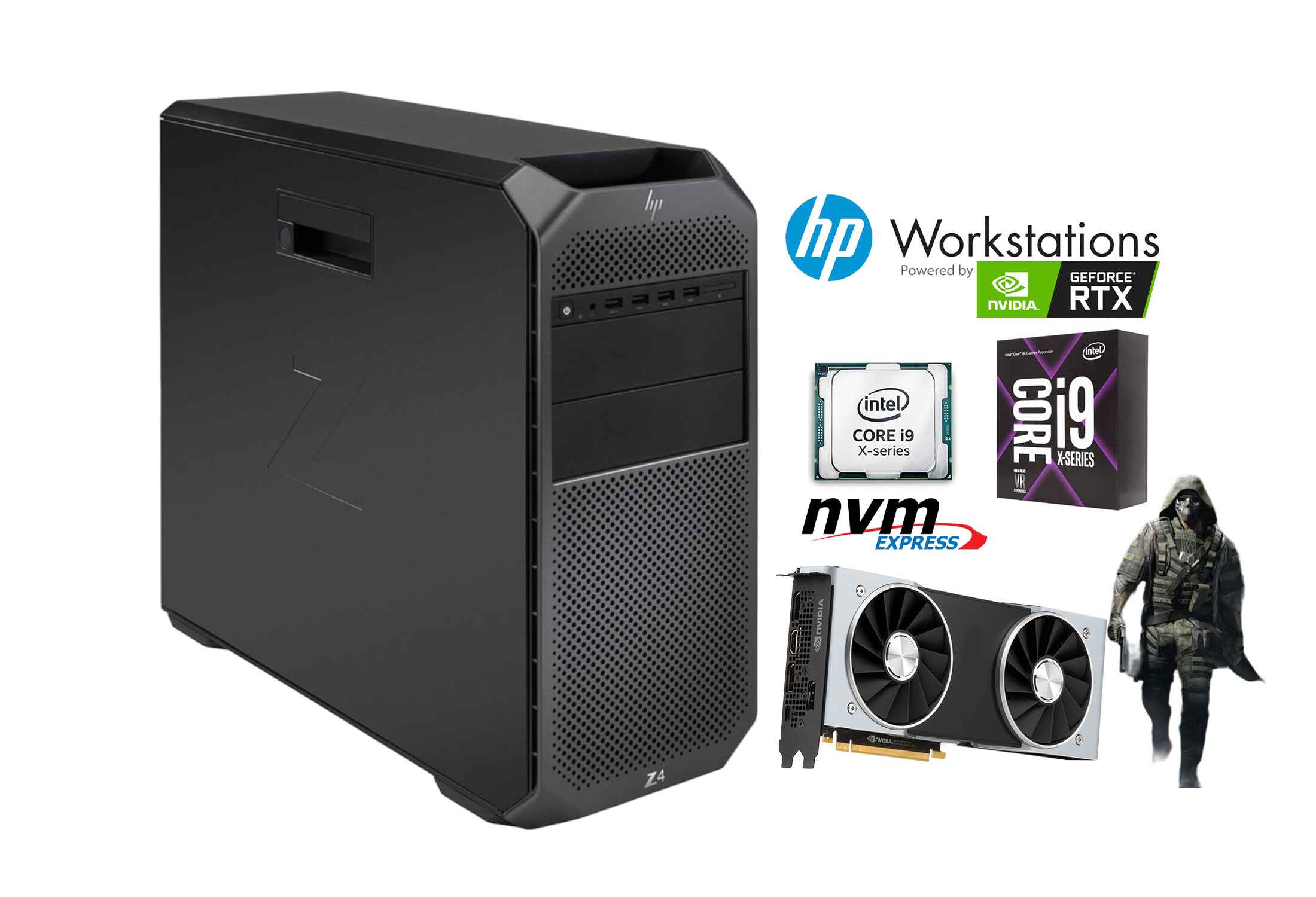 HP Z4 G4 Workstation i9-7920X 32GB RAM NVMe RTX 4070 Super