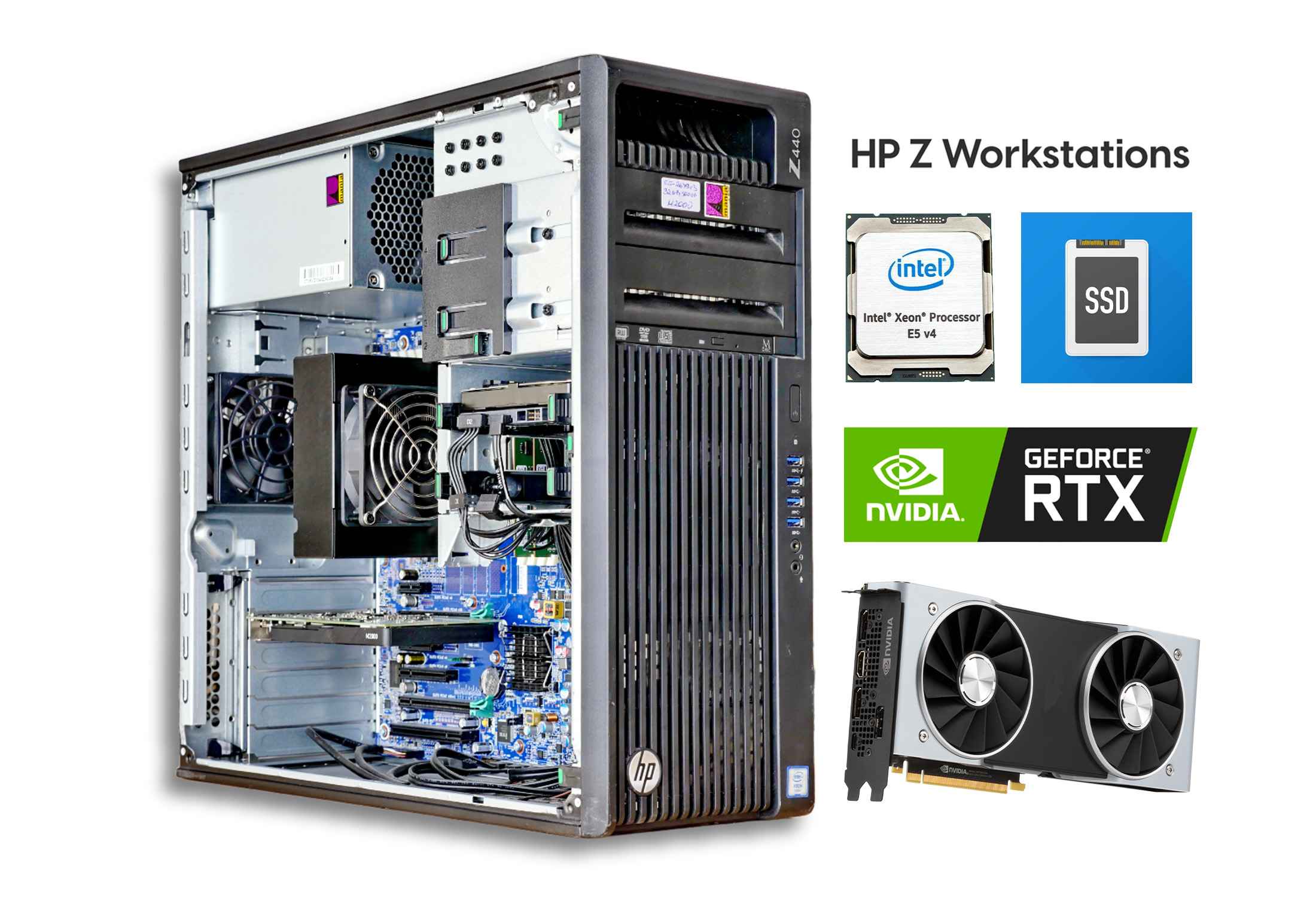HP Z440 Workstation 16-32 Core Xeon E5-2683v4 32GB RAM NVMe RTX 4060