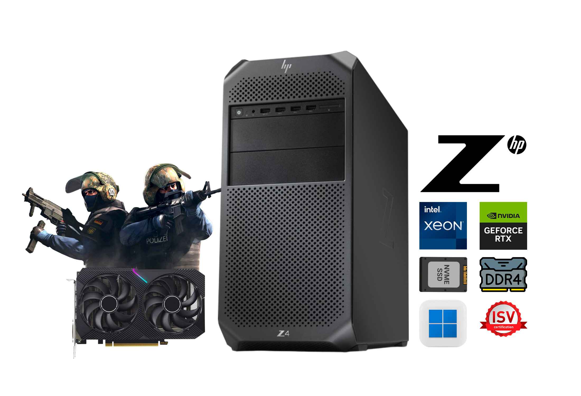 HP Z4 G4 Workstation Xeon W-2133 32GB RAM 512GB NVMe RTX 4060